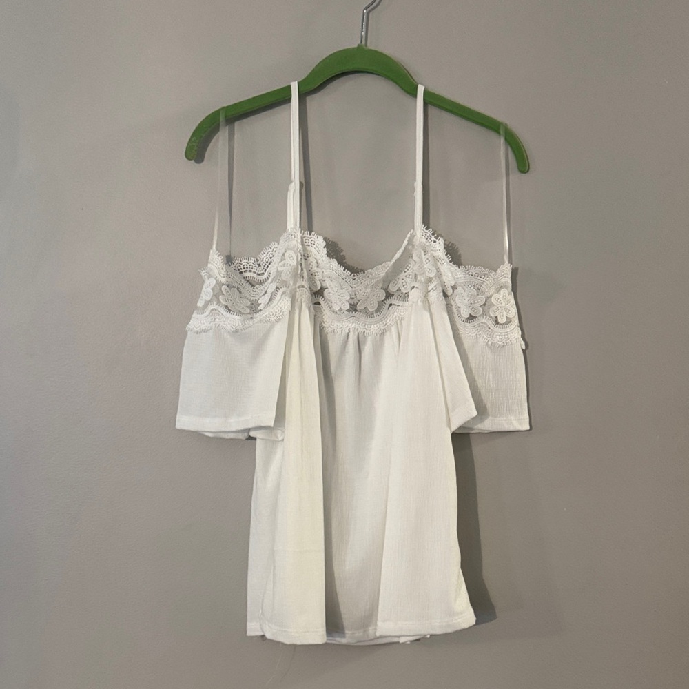Daytrip White Lace Trim Tank Top